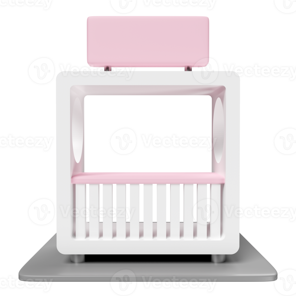 3d pink white booth shop icon or empty retail store front with shop sign isolated. startup franchise business concept, 3d render illustration png