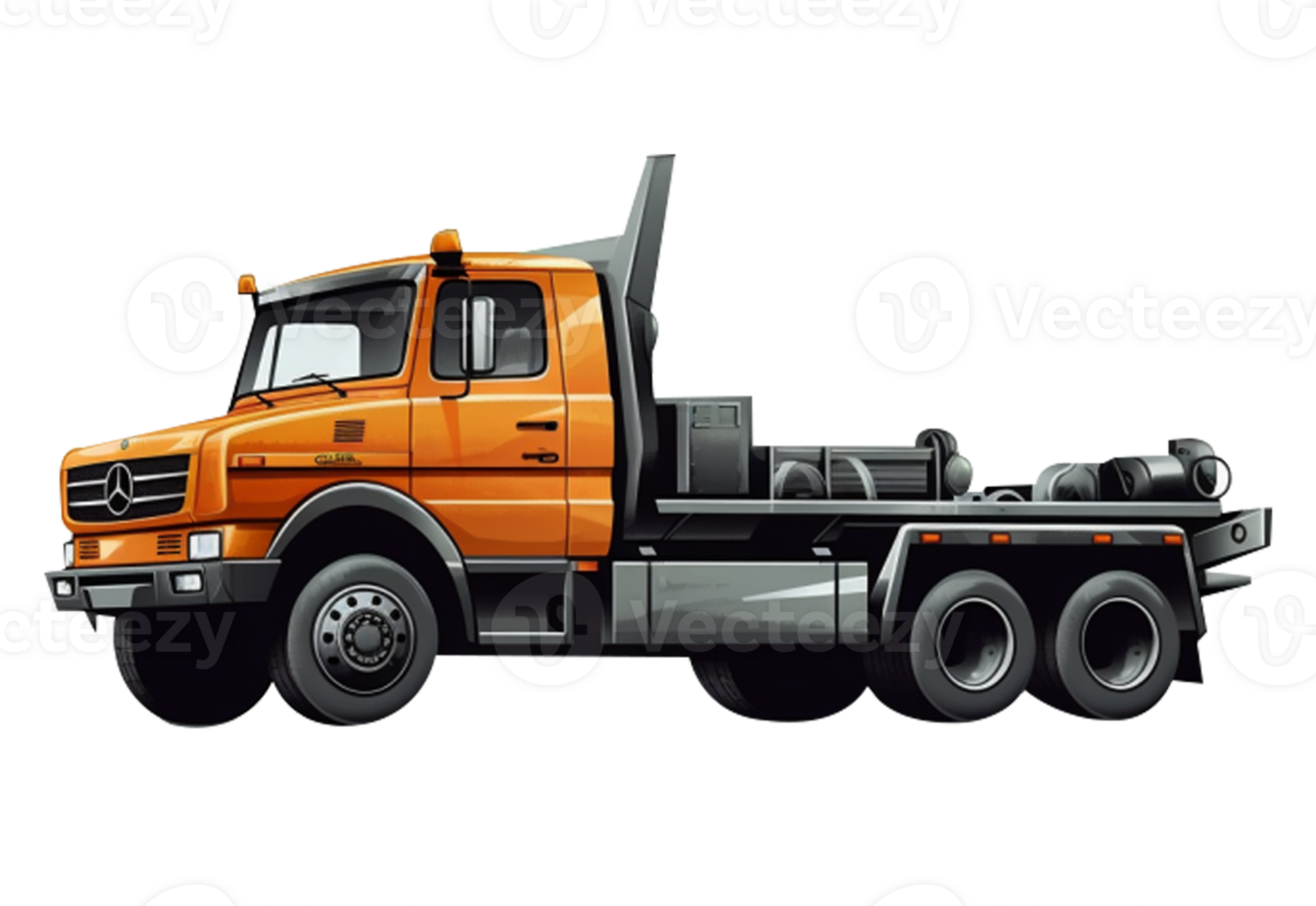 Construction truck in yellow png background