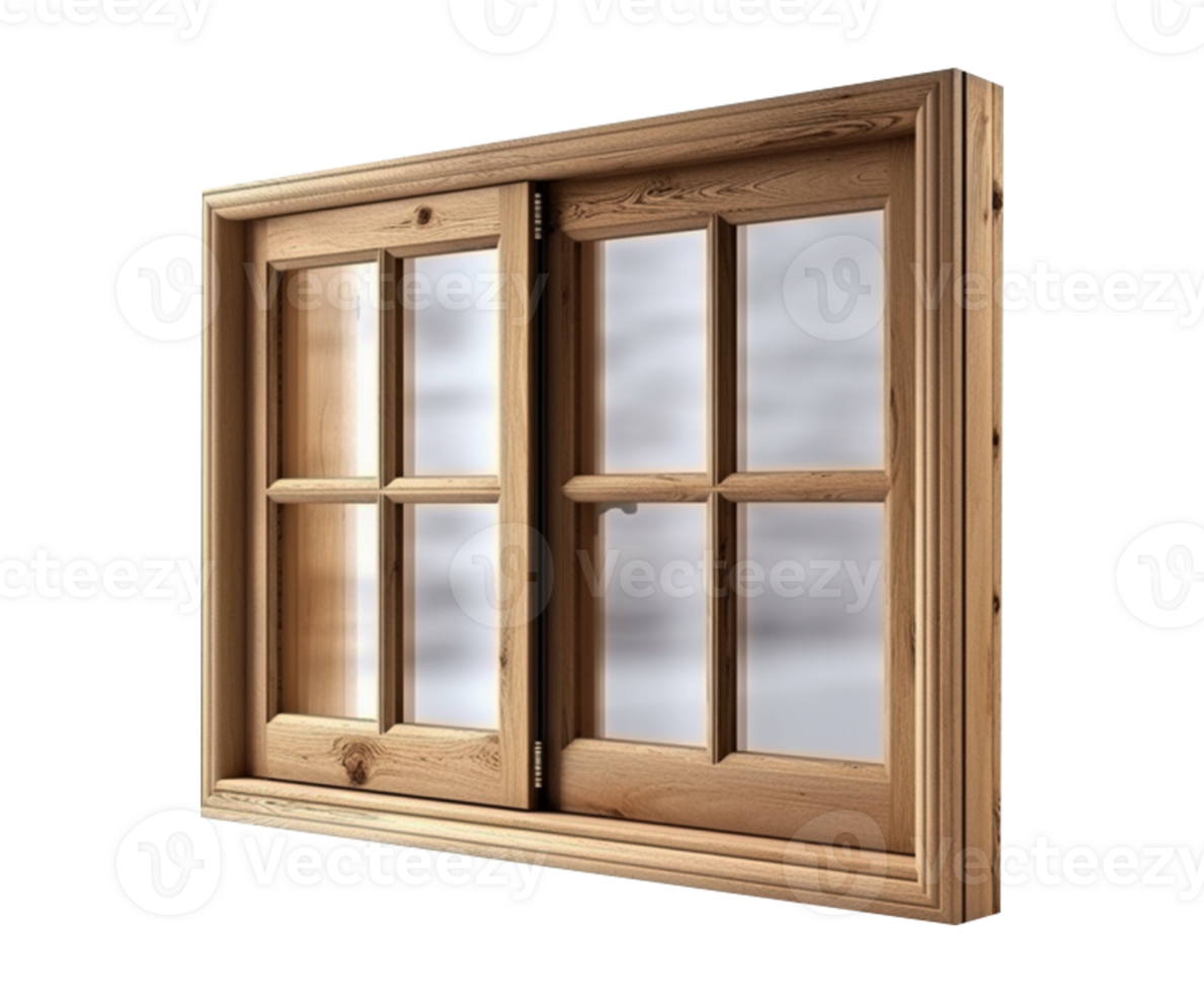 Wooden window in transparent background png