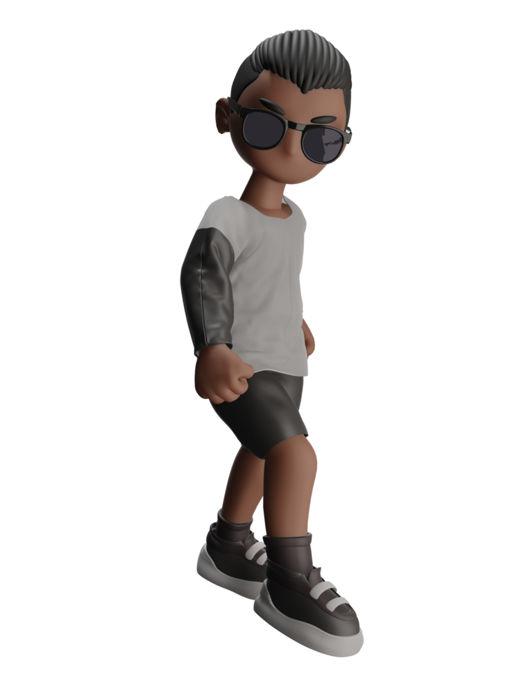 3d cartoon character with glasses png