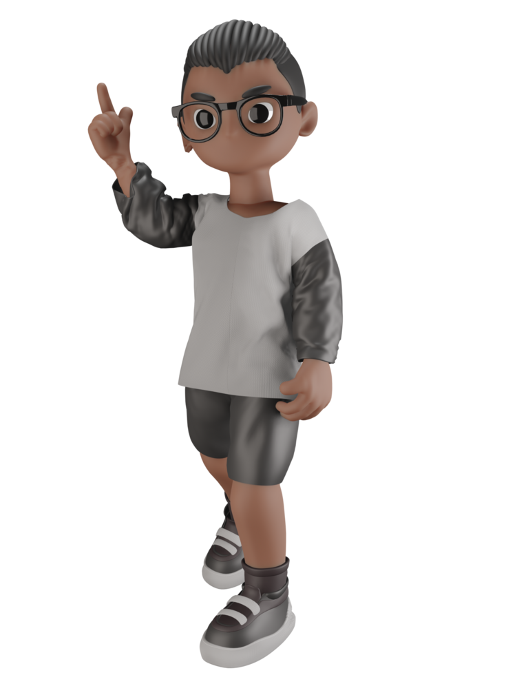 3d cartoon character with glasses png