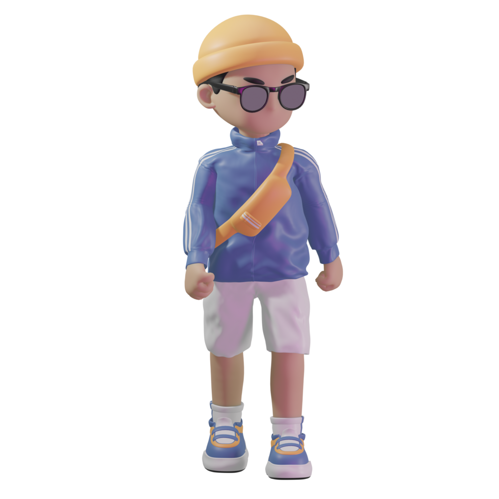 3d character with a blue jacket and sunglasses 23495170 PNG