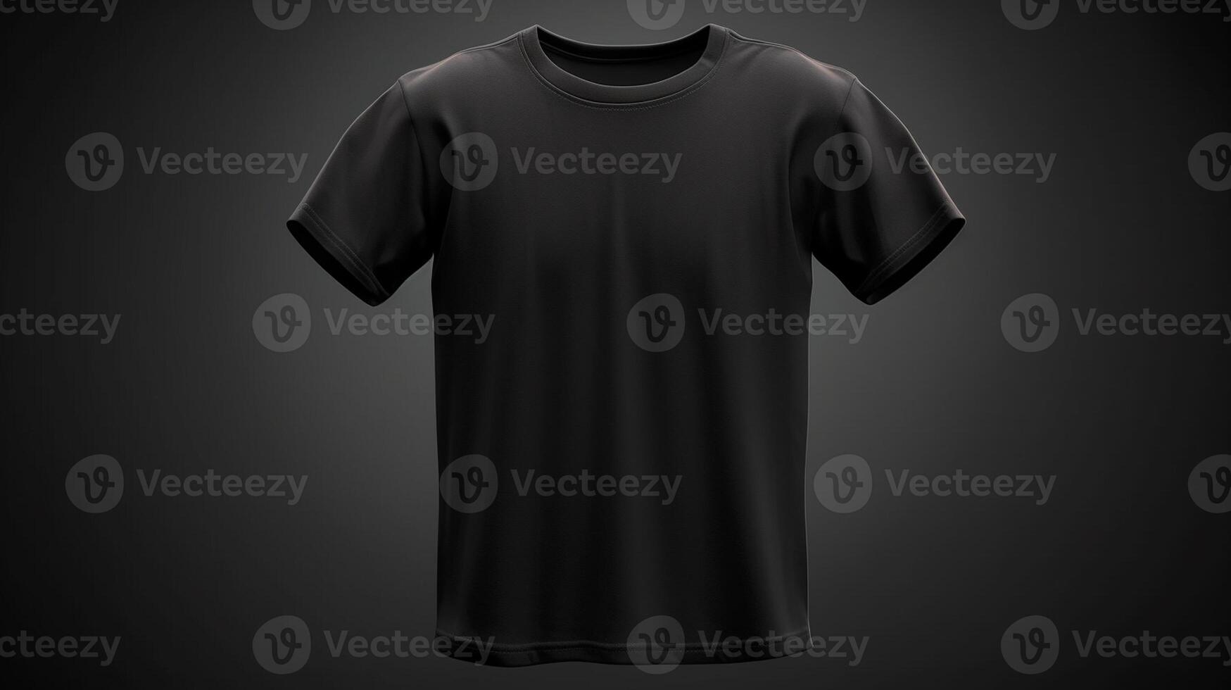 negro camiseta Bosquejo, frente vista, generativo ai foto