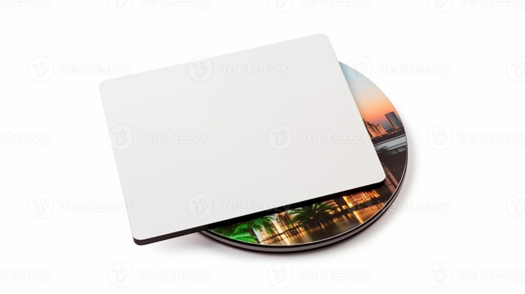 Podcast Cover Mockup, Blank CD or DVD disk mockup isolated on white background, photo