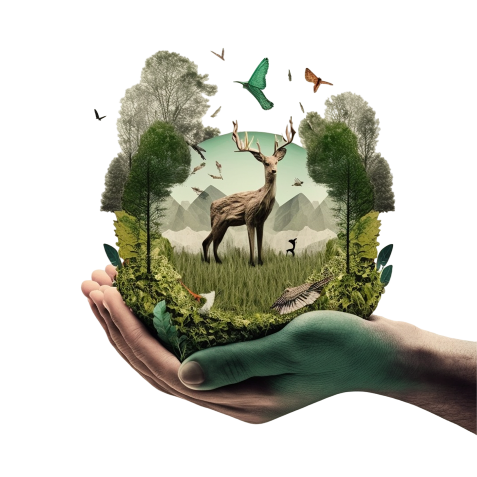 planet earth green clean ecology nature transparent air green trees animals birds. png