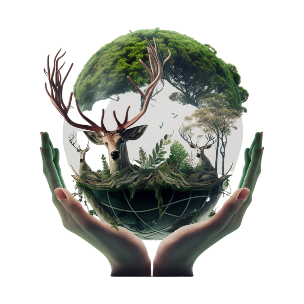 planet earth green clean ecology nature transparent air green trees animals. png