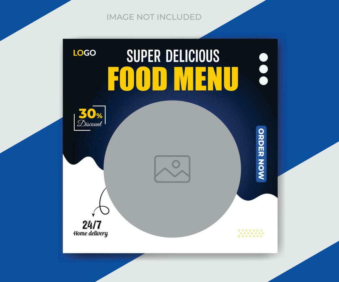 Delicious foo menu social media or web square flyer design template vector