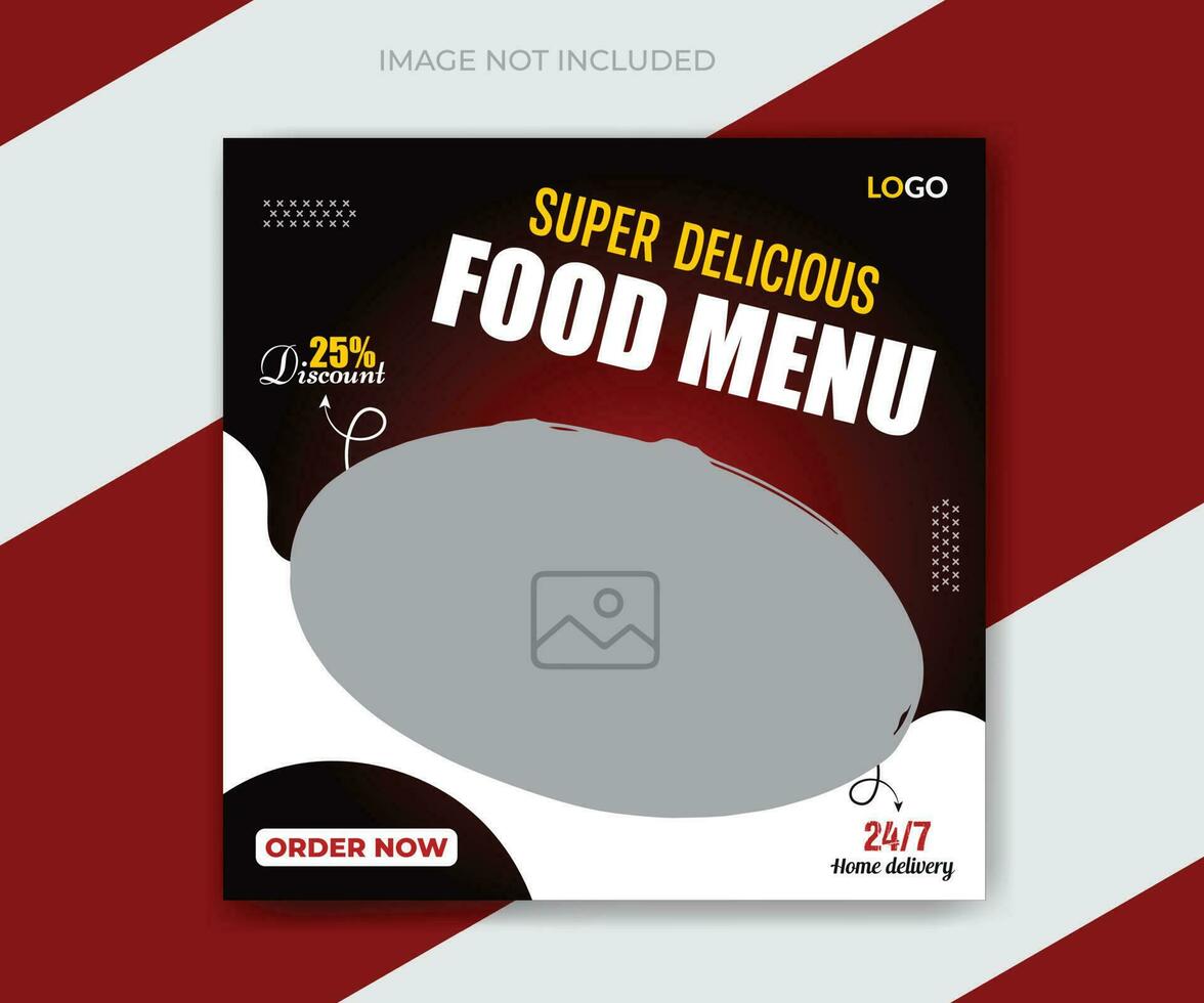 Food menu and restaurant social media post banner design template vector