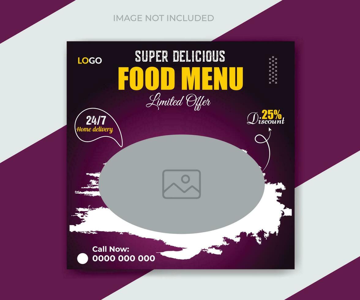 Food menu and restaurant social media post banner design template vector