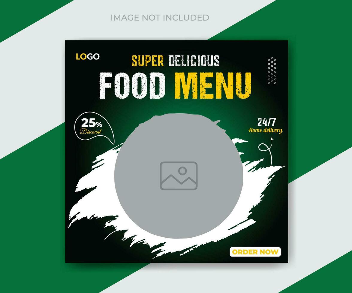 comida menú y restaurante social medios de comunicación enviar bandera diseño modelo vector