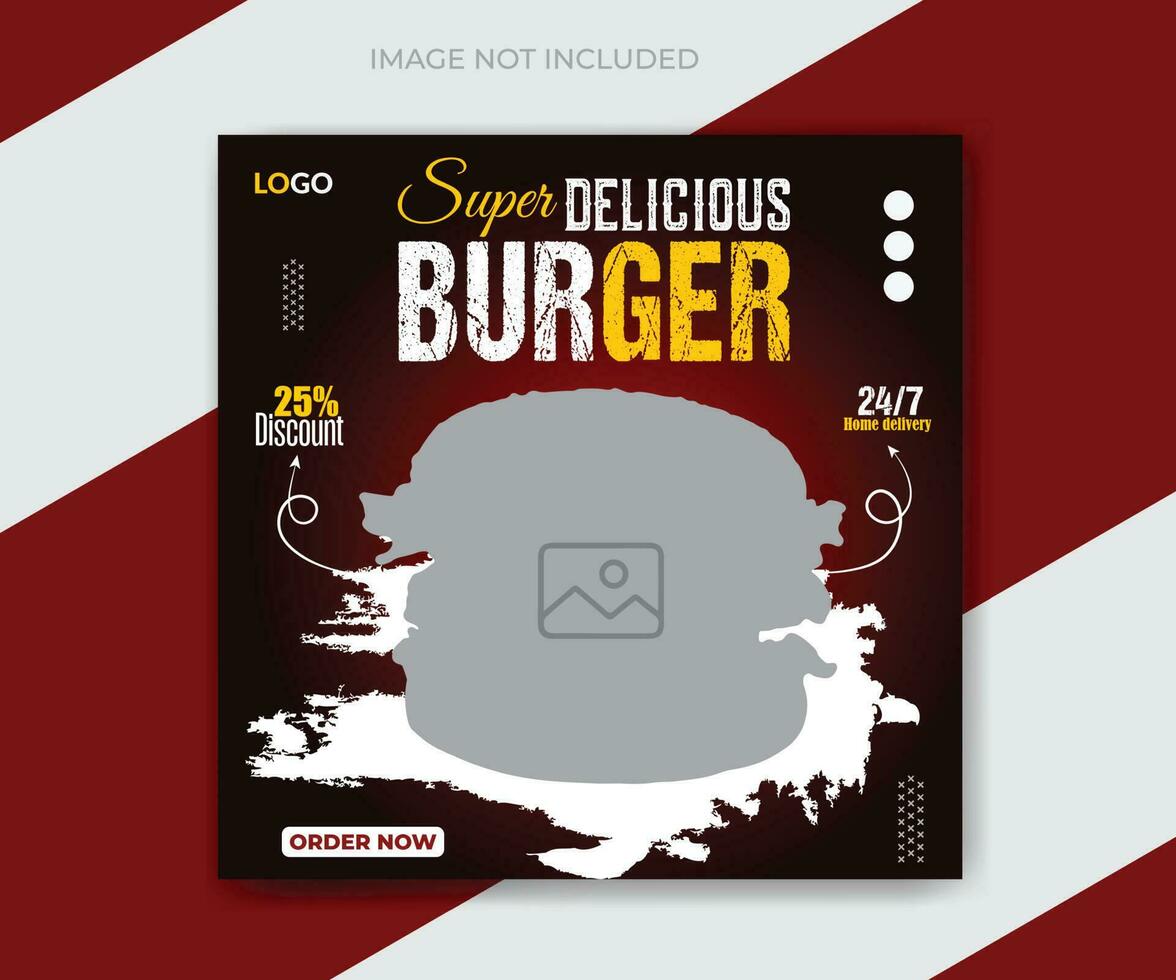 Burger food menu social media post post timeline design template vector