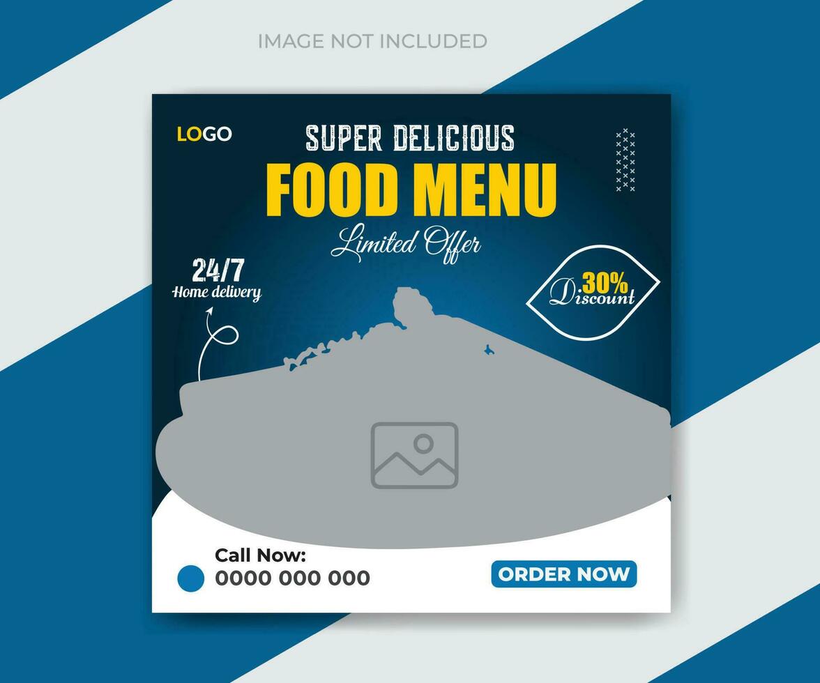 Delicious food menu social media post banner template design vector