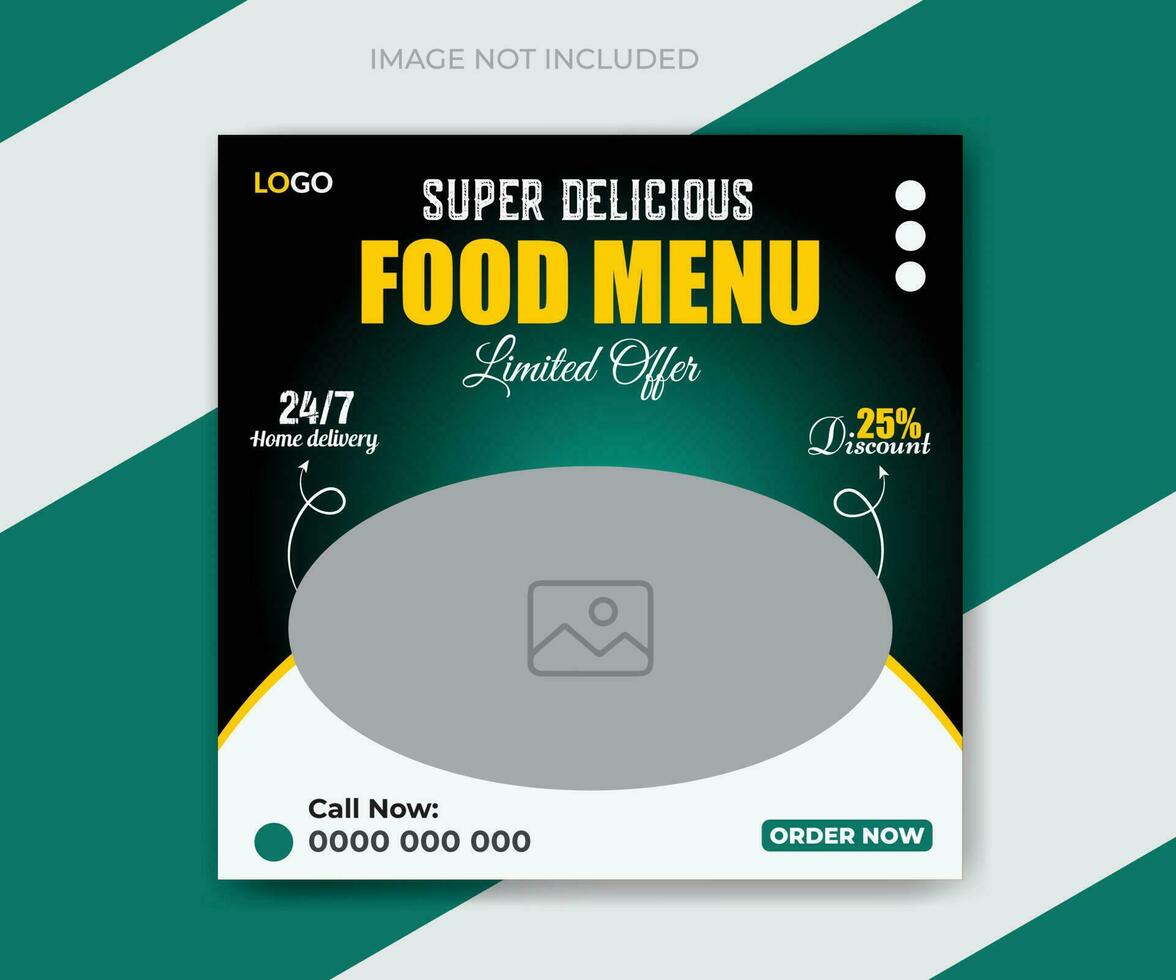 delicioso comida menú social medios de comunicación enviar bandera modelo diseño vector