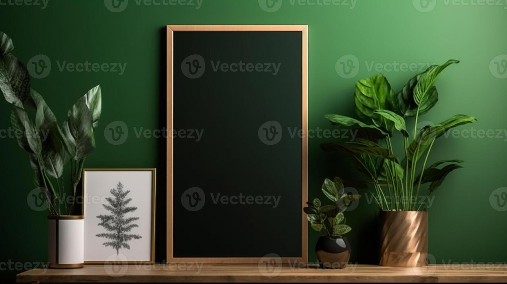 Mock up poster frame in modern interior background, photo