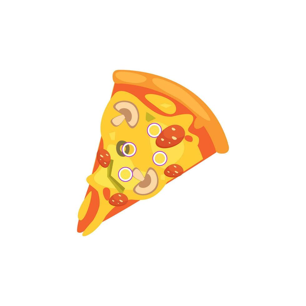 Pizza rebanada icono vector. Pizza rebanada con Derretido queso. rebanada de pepperoni Pizza. vector acortar Arte ilustración con sencillo gradientes dibujos animados pegatina en cómic estilo con contorno.