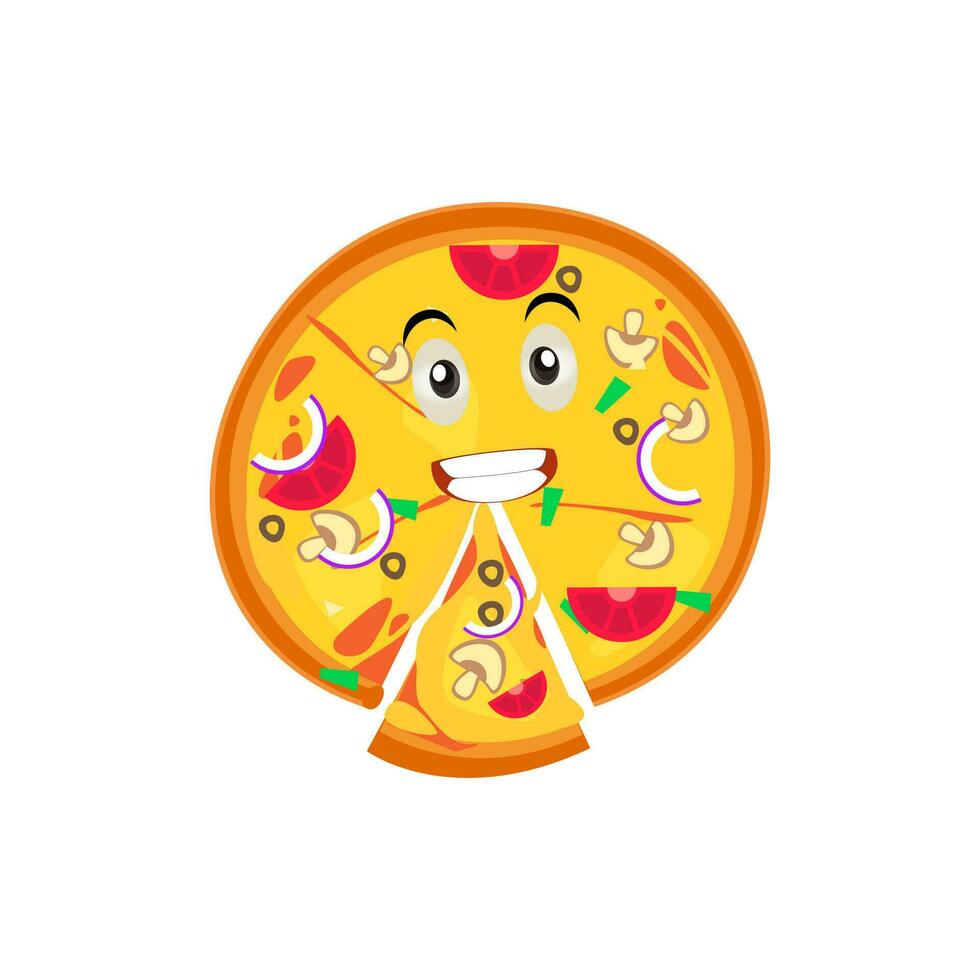 Pizza dibujos animados personaje, Pizza personaje emociones, rostro, brazos y piernas. gracioso dibujos animados caracteres. de moda ilustración en retro estilo. vector kawaii línea dibujos animados estilo ilustración