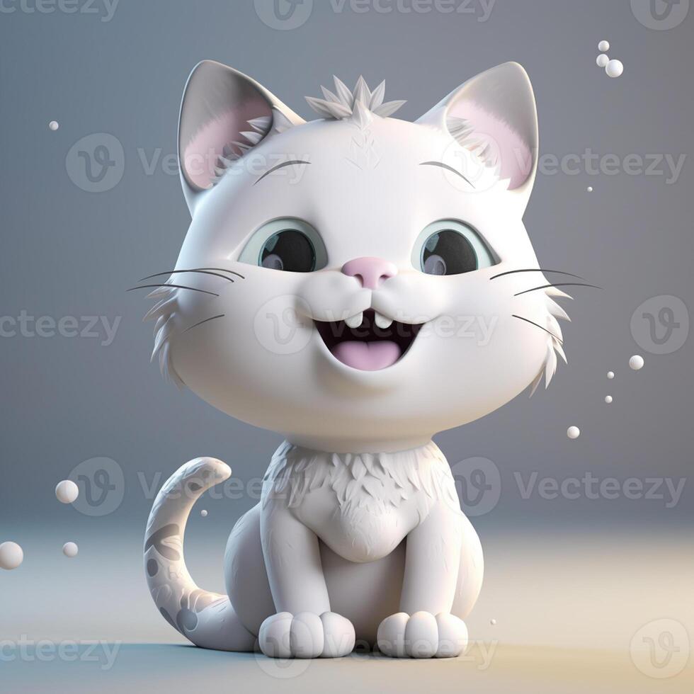 Cute funny cartoon cat with funny expression. cartoon character smile face cat, photo