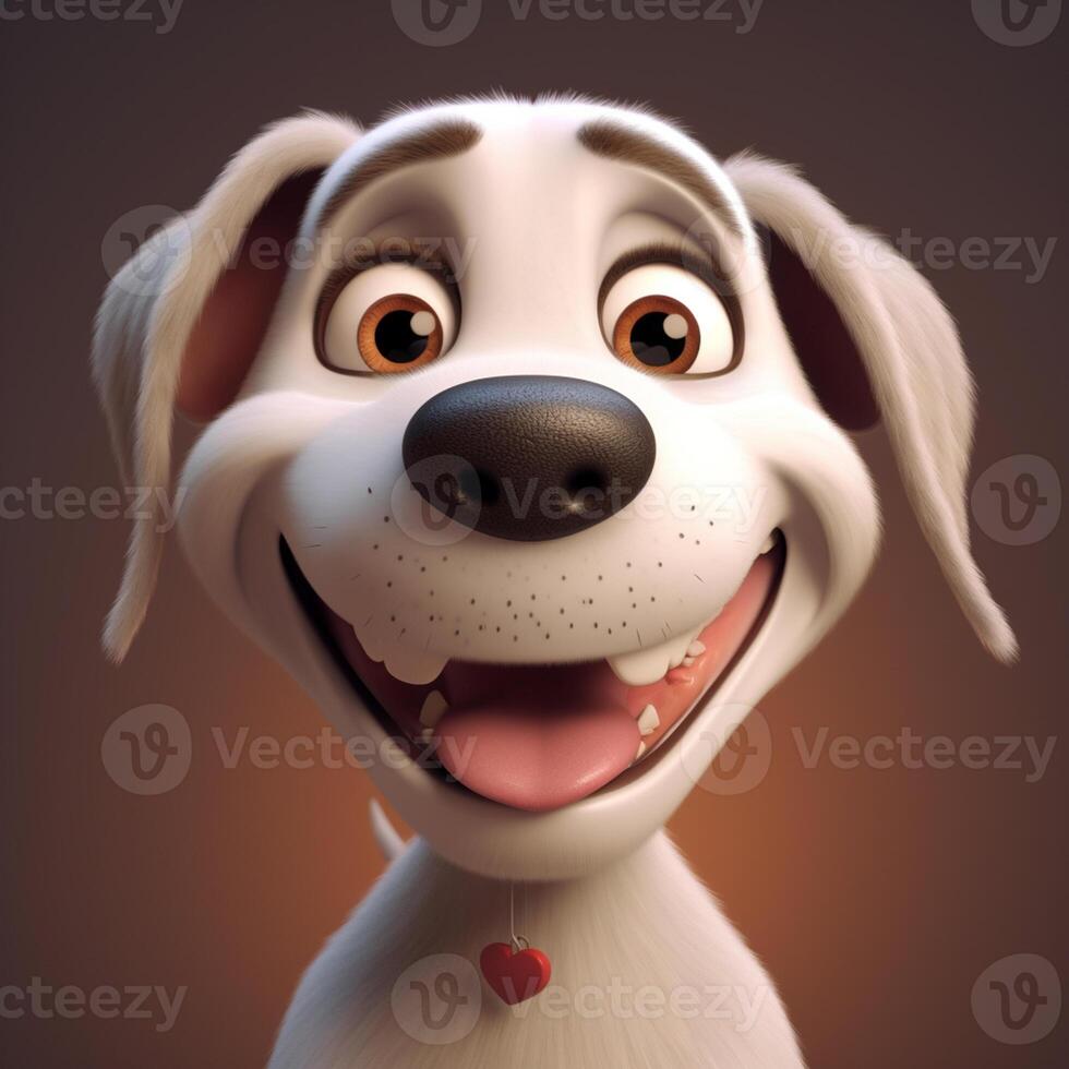 Cute funny cartoon dog with funny expression. cartoon character smile face dog, photo