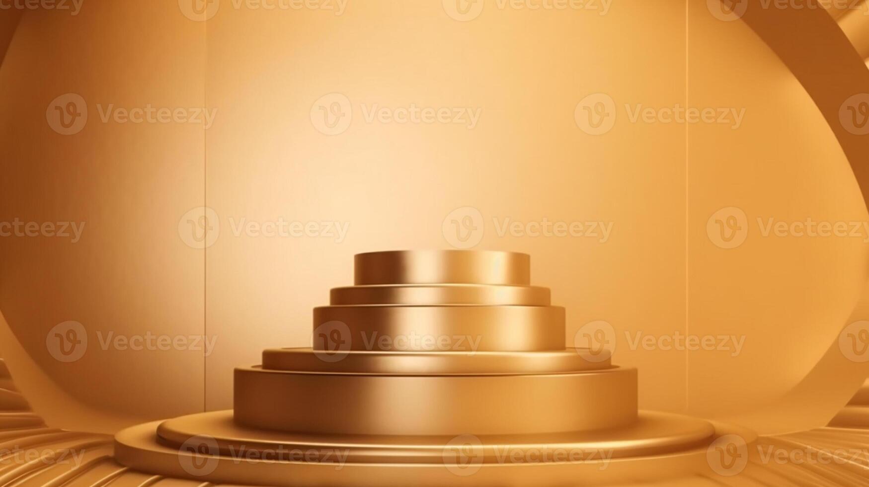 Golden podium on luxury golden background. Luxury product podium, photo