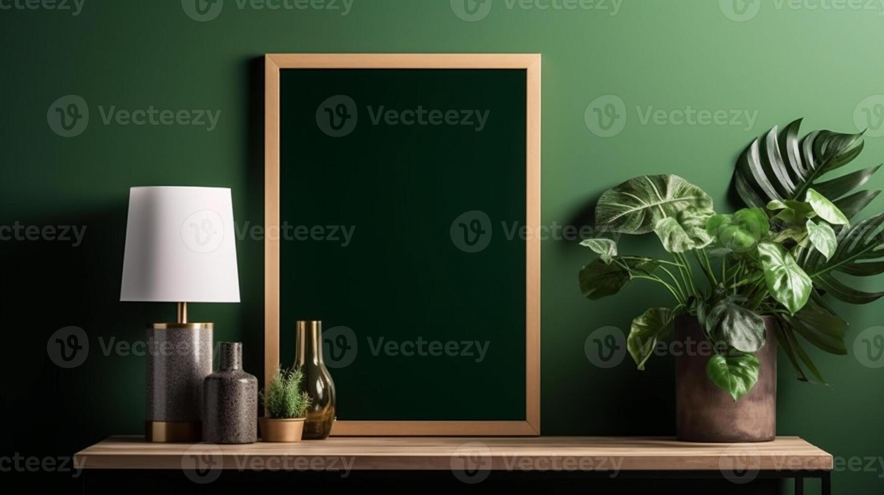 Mock up poster frame in modern interior background, photo