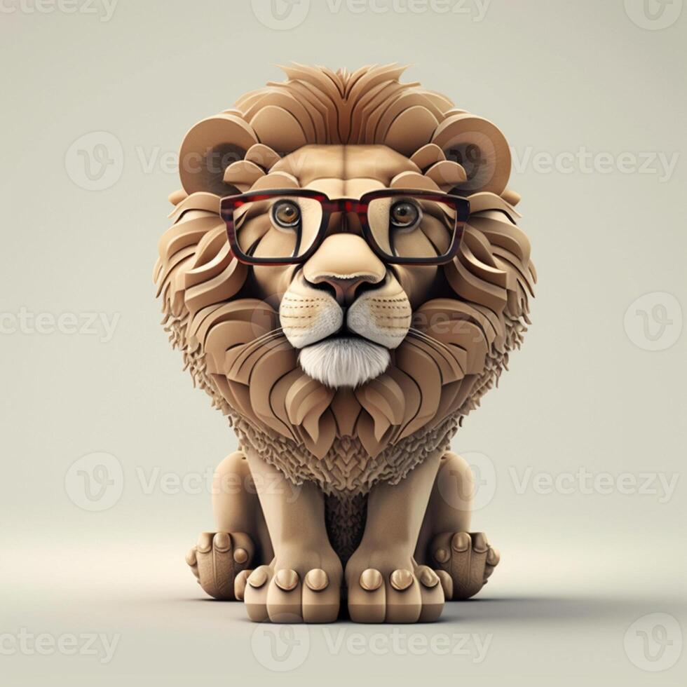 Cute Lion king Wear a Glass, photo