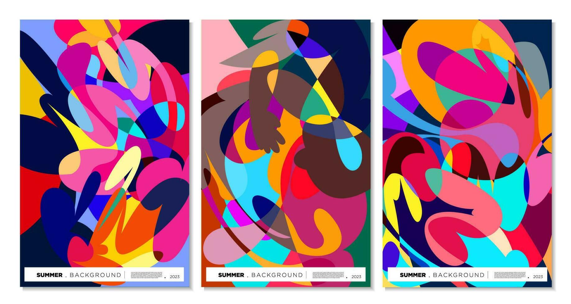 Vector colorful abstract liquid, fluid, and doodles art background for summer 2023