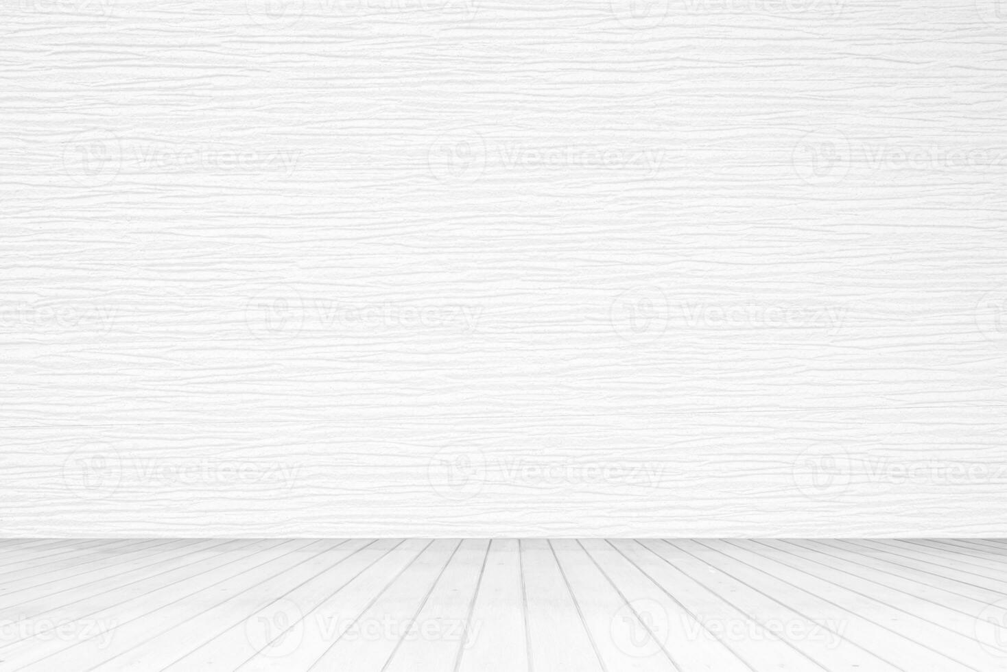 White Stucco Room with Wooden Pavement Background. photo