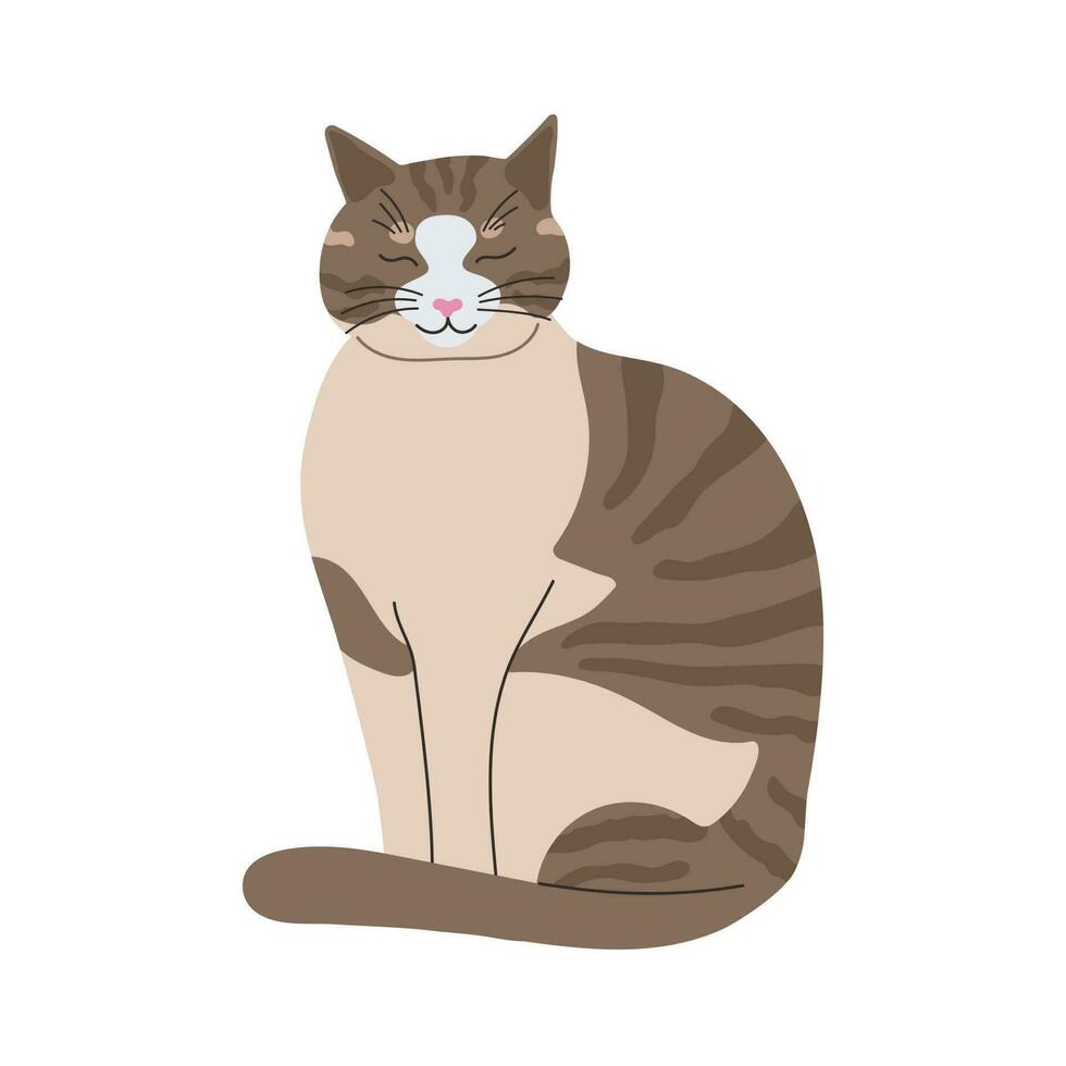 linda a rayas gato es sesión. vector ilustración de el icono. el concepto de un icono de el animal mundo. aislado vector. plano dibujos animados estilo.