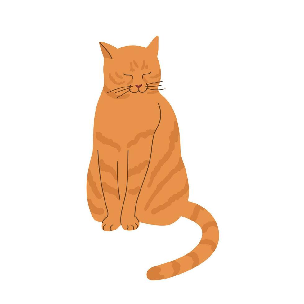 Cute red cat is sitting. Vector illustration of the icon. The concept of an icon of the animal world. Isolated vector. Flat cartoon style.