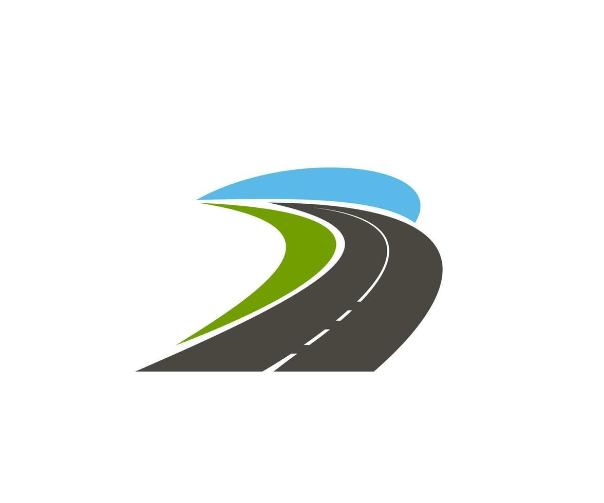 Road pathway, highway icons, speed drive track vector