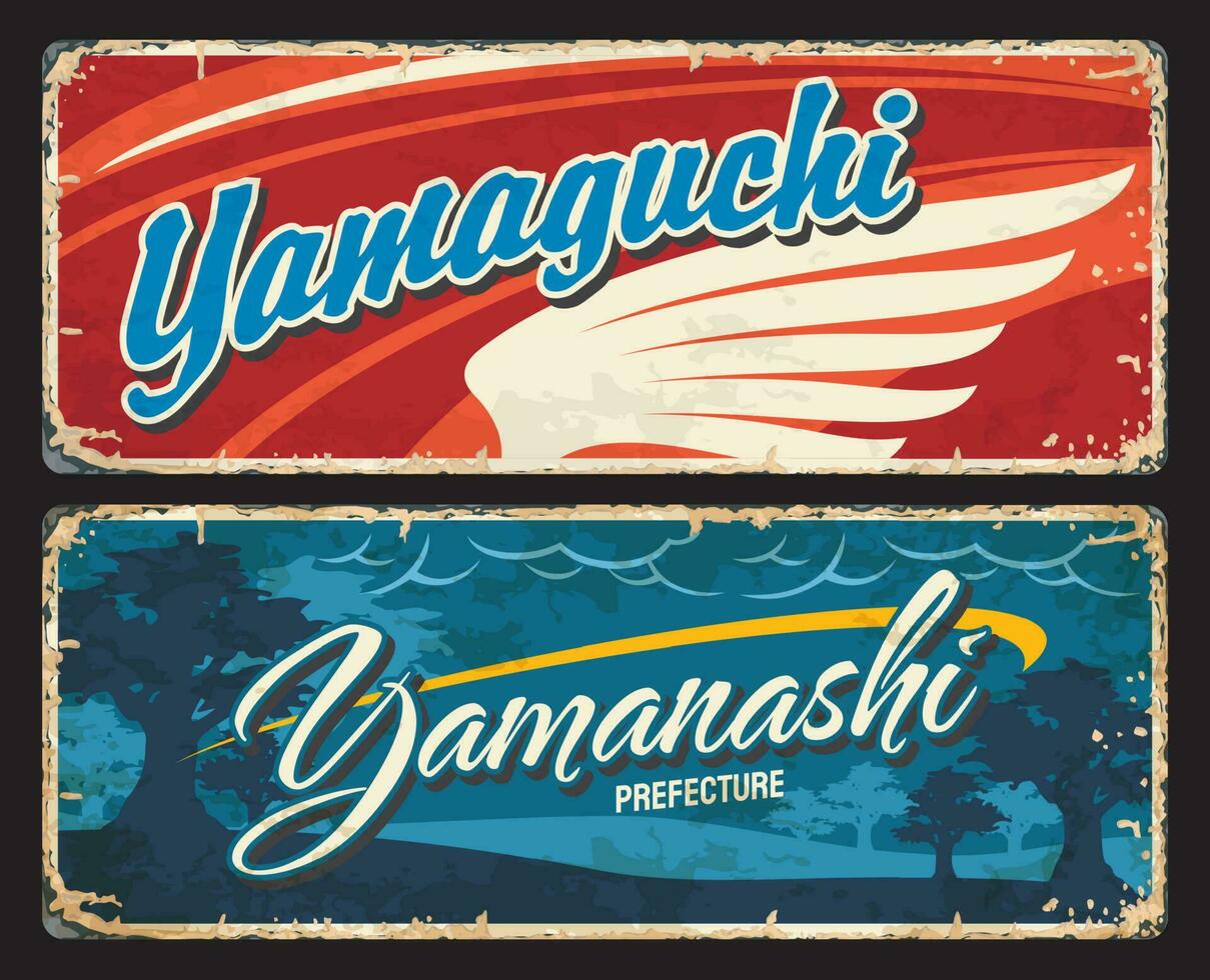 yamaguchi y yamanashi Japón prefectura estaño señales vector