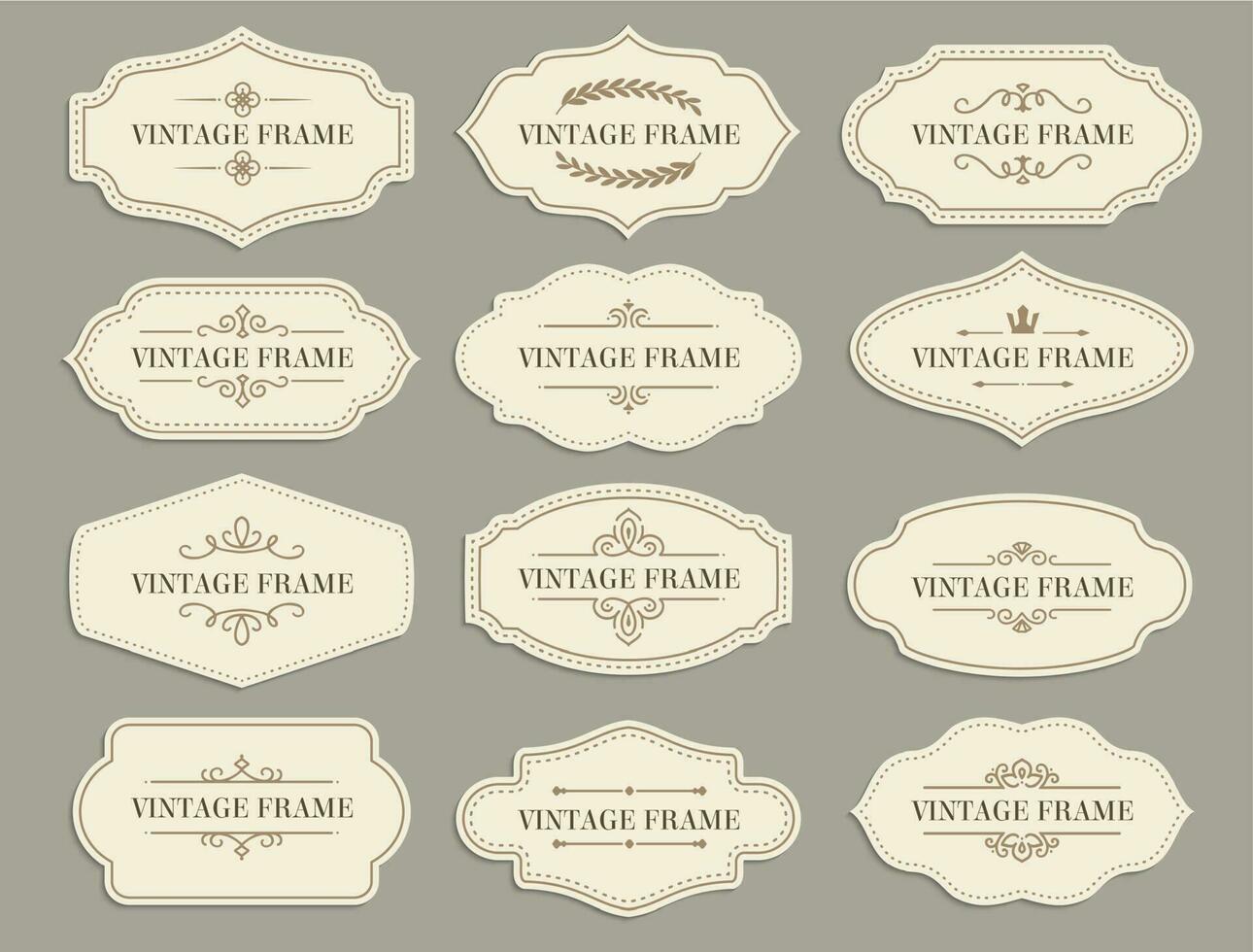 Vintage retro borders and frames, vector