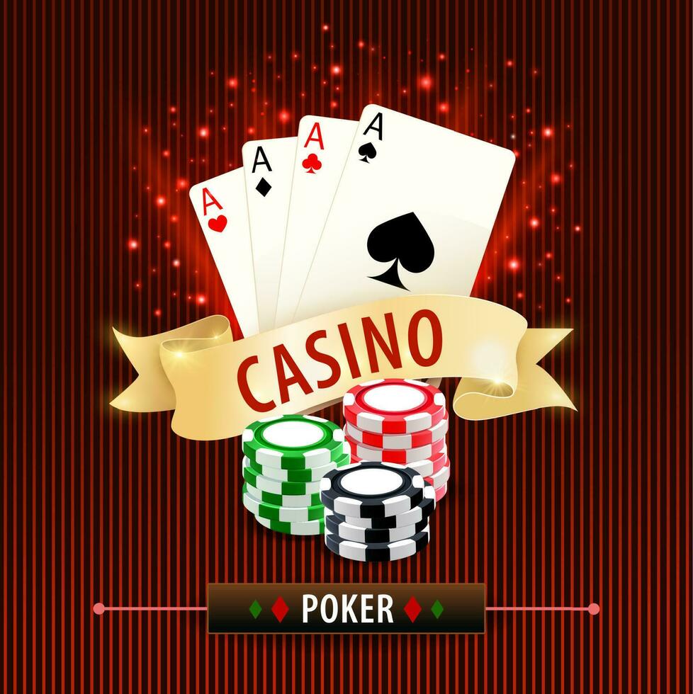 Online poker, card gambling games vector banner