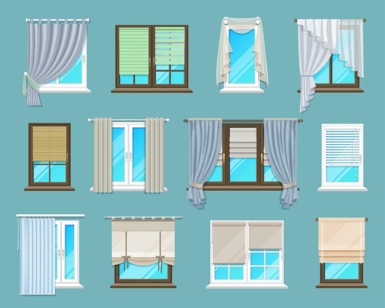 House and apartment interior window blinds, shades vector