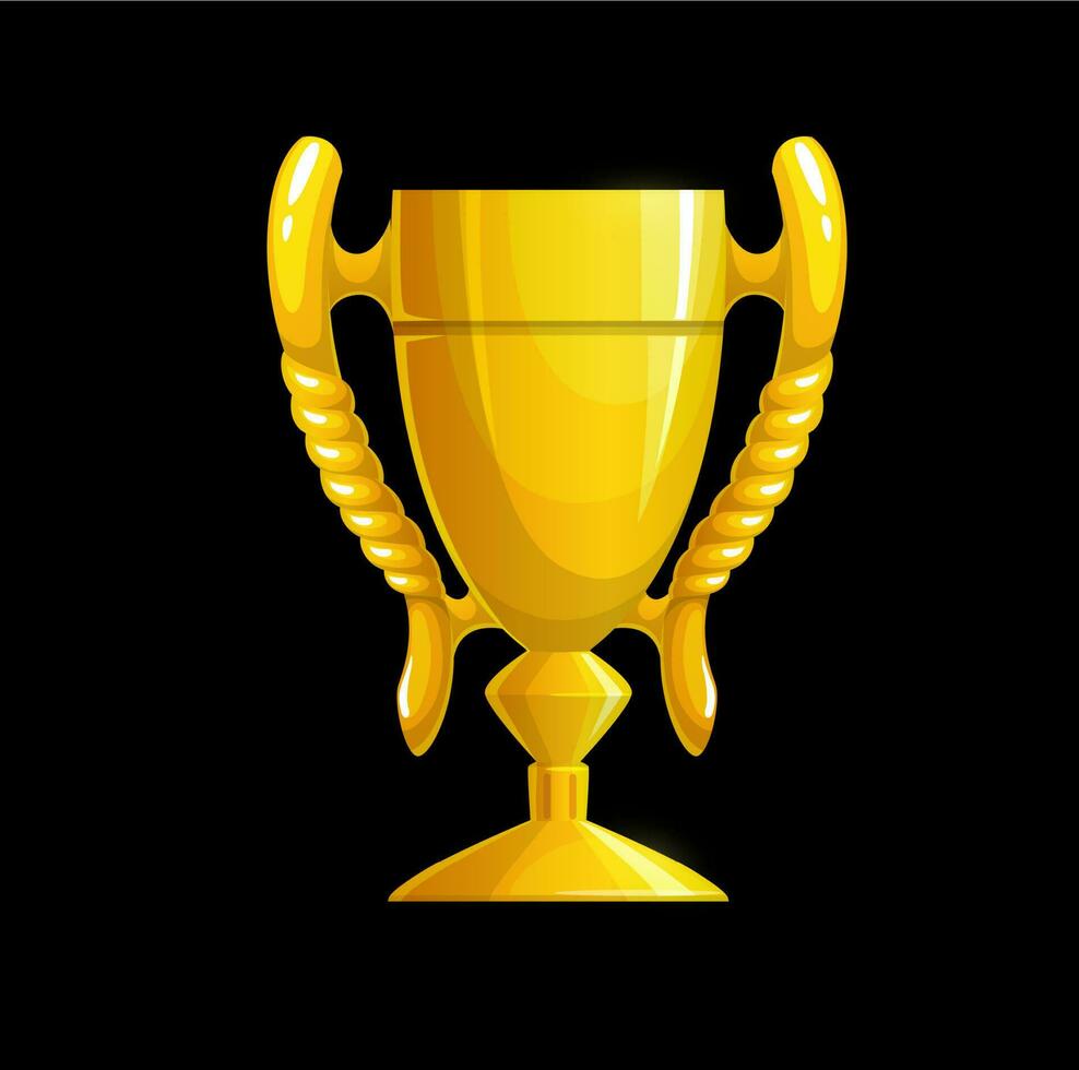 Golden trophy cup icon, vector gold winner prize