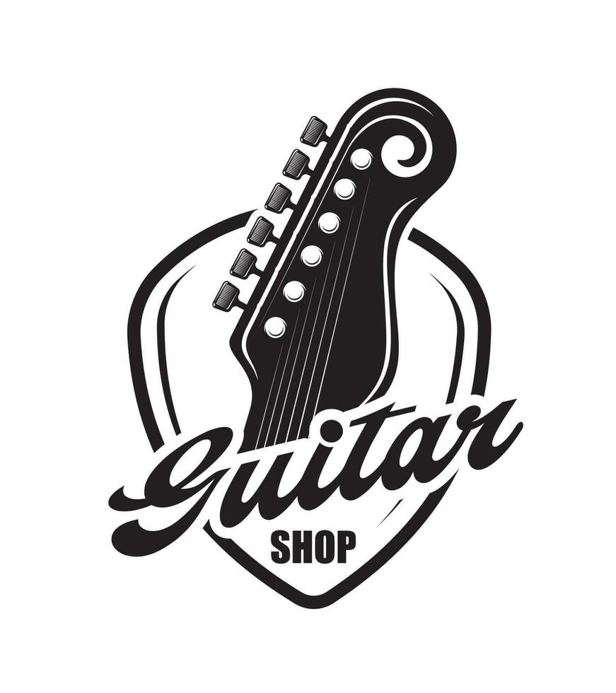 Acoustic guitar neck of music instrument shop icon vector