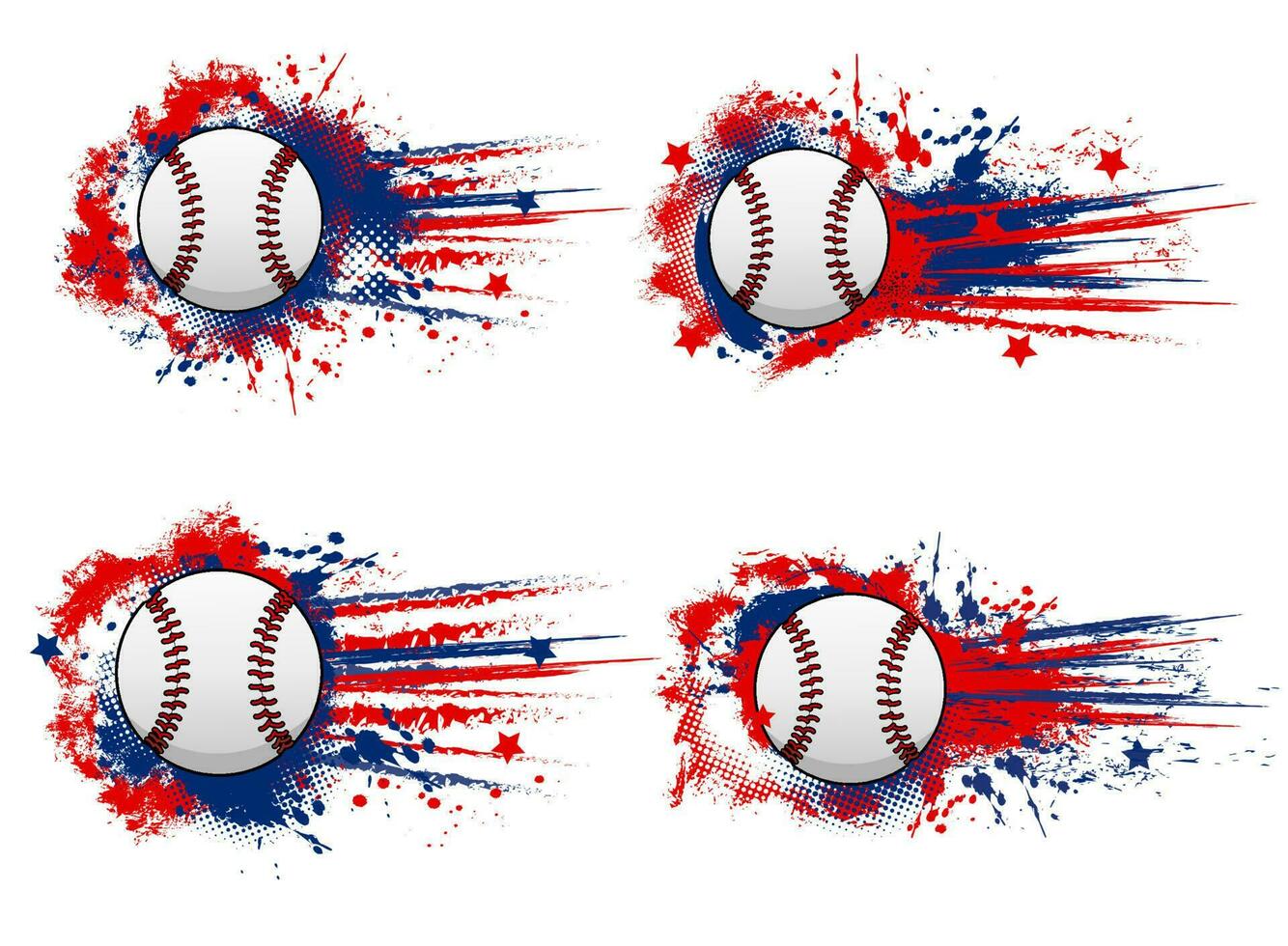 Baseball ball in paint splash grunge banner, print vector
