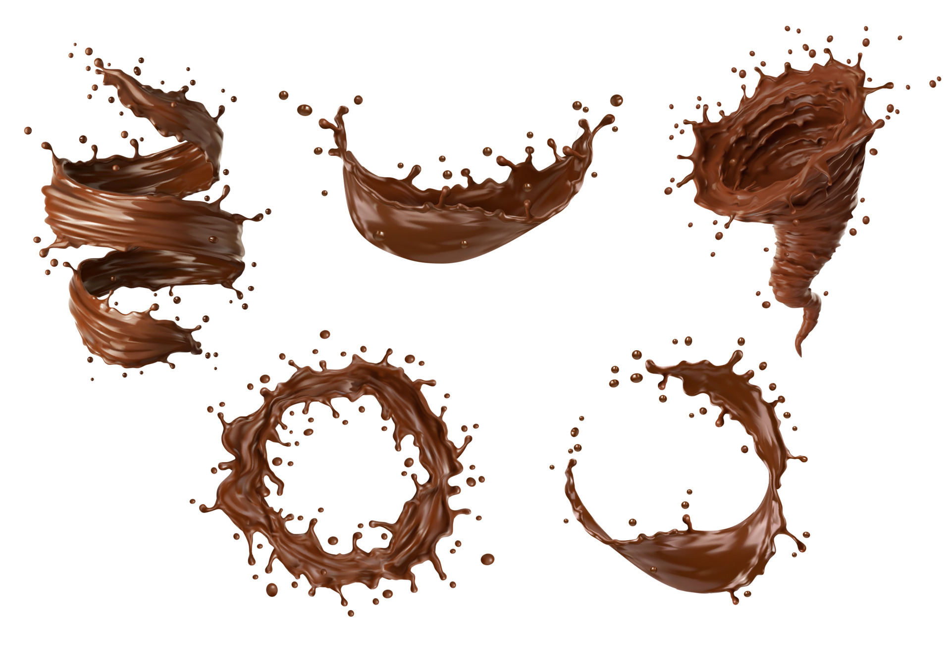 Realistic chocolate milk tornado swirl, whirlwind 23497149 Vector Art