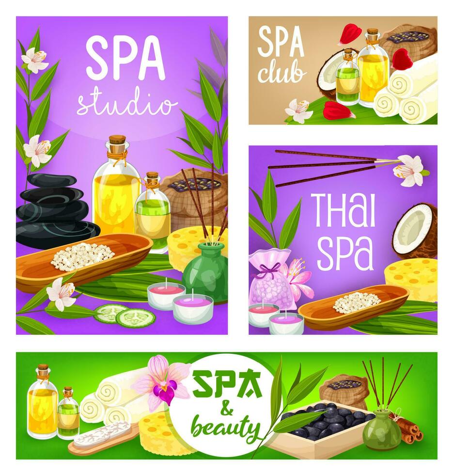Spa salon, body care, health, beauty treatments vector