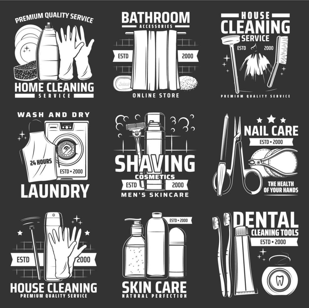 Hygiene body and skin care vector icons