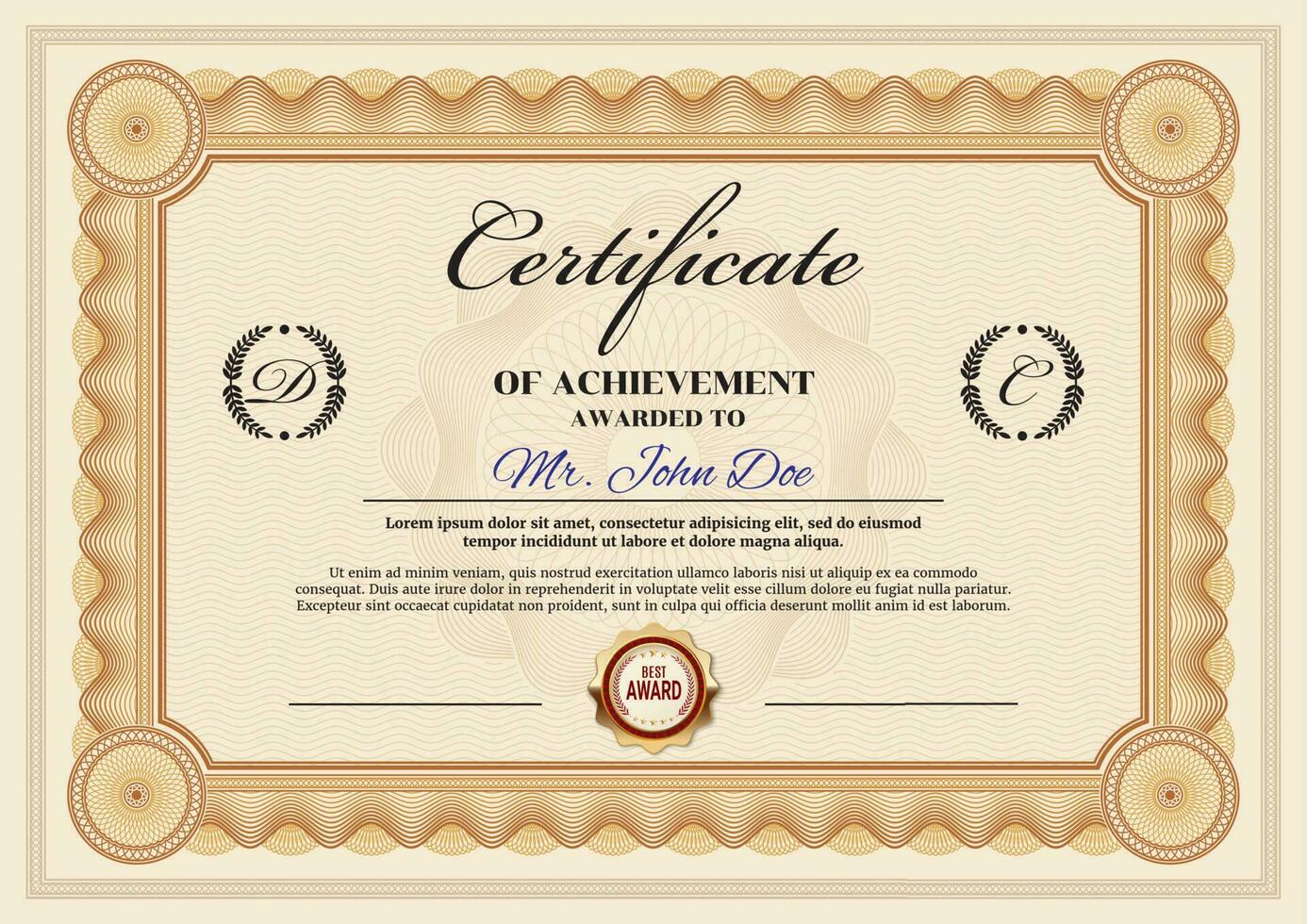 Achievement certificate or diploma, vector