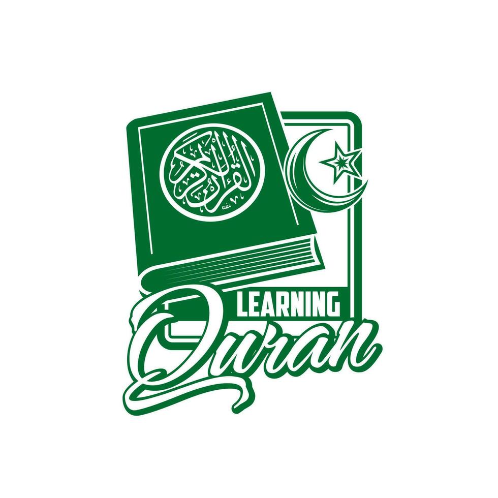 Quran learning icon, holy book of Islam religion vector