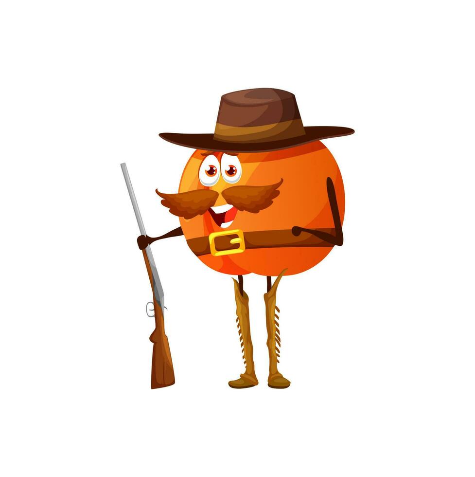 Cartoon peach ranger character, Western sheriff vector