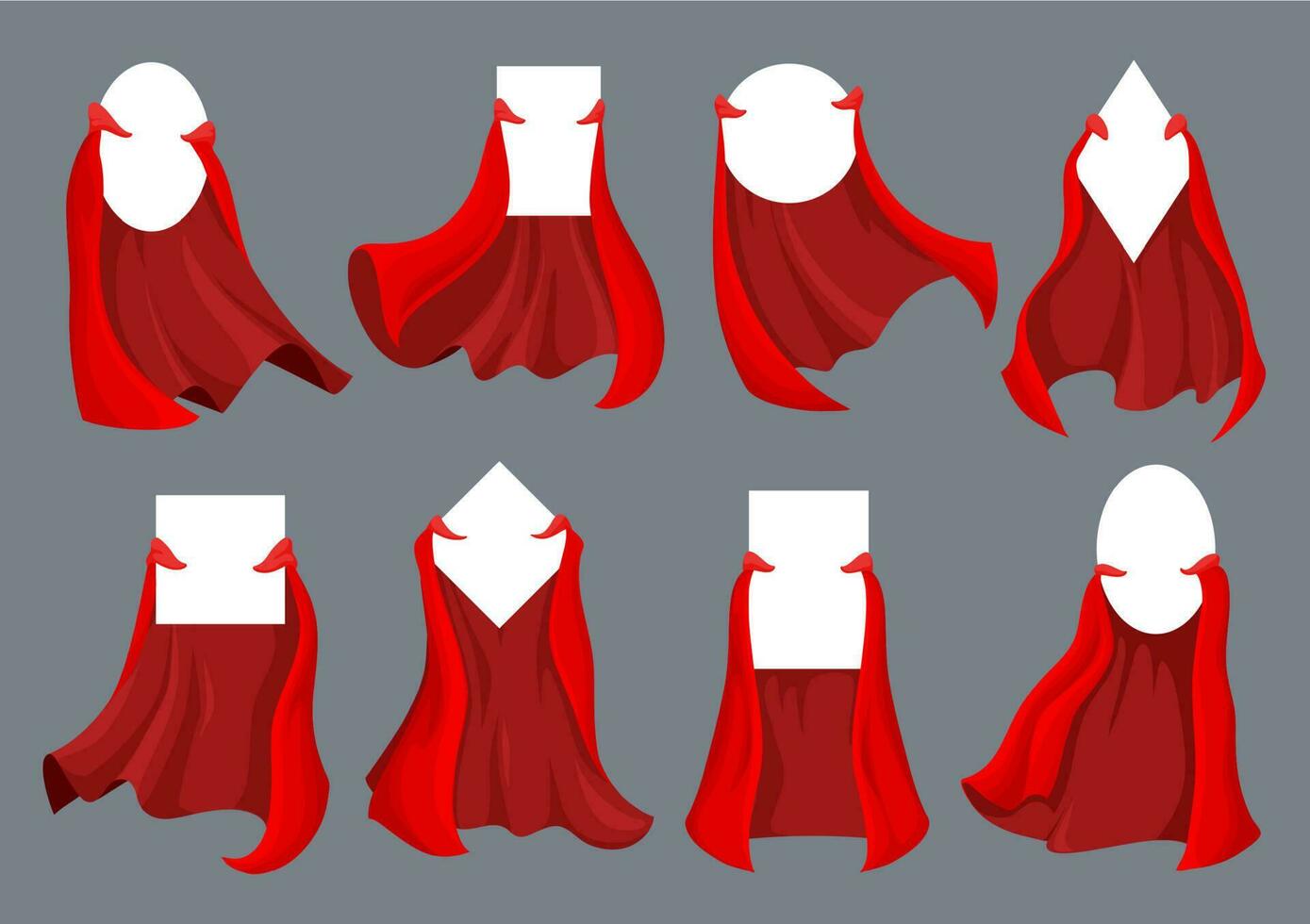 héroe y superhéroe dibujos animados rojo capas y mantos vector