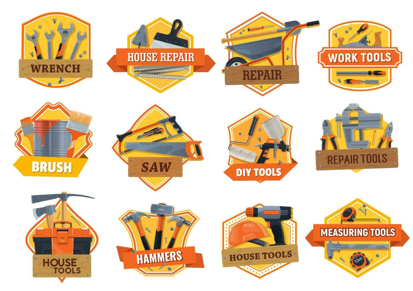 Work tools construction, house repair and building vector