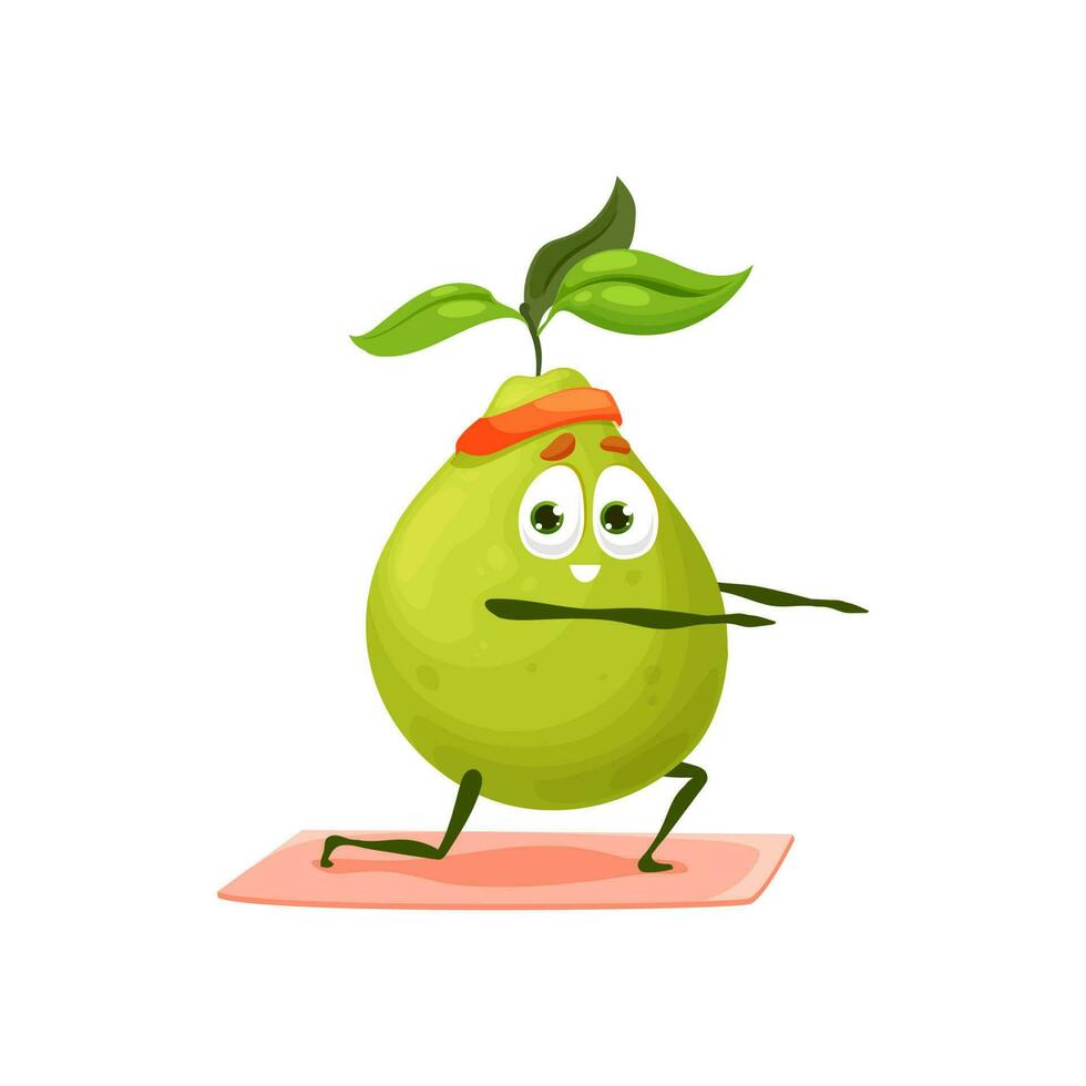 Guava cartoon character fitness yoga pilates sport vector