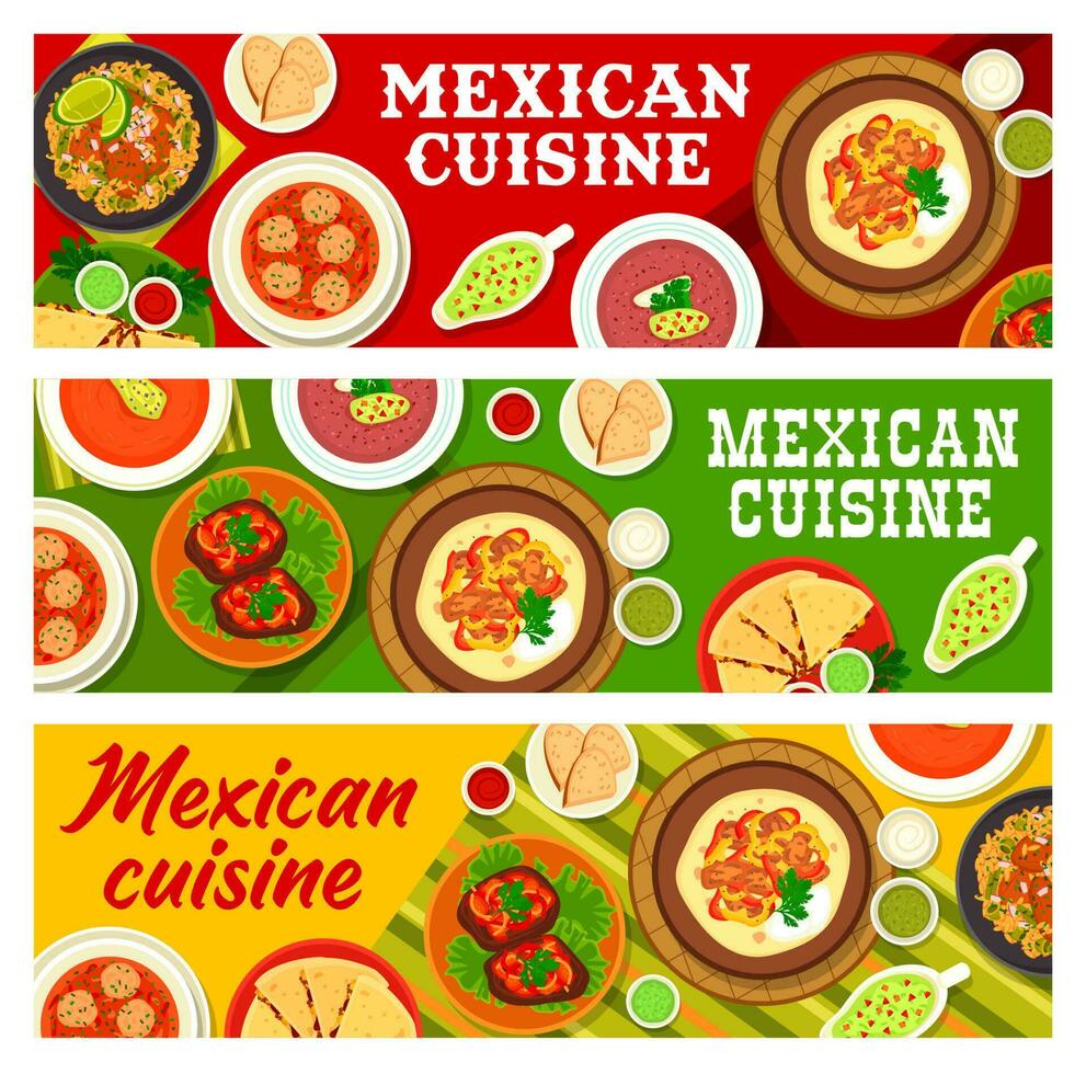 Mexican food restaurant menu meals vector banners