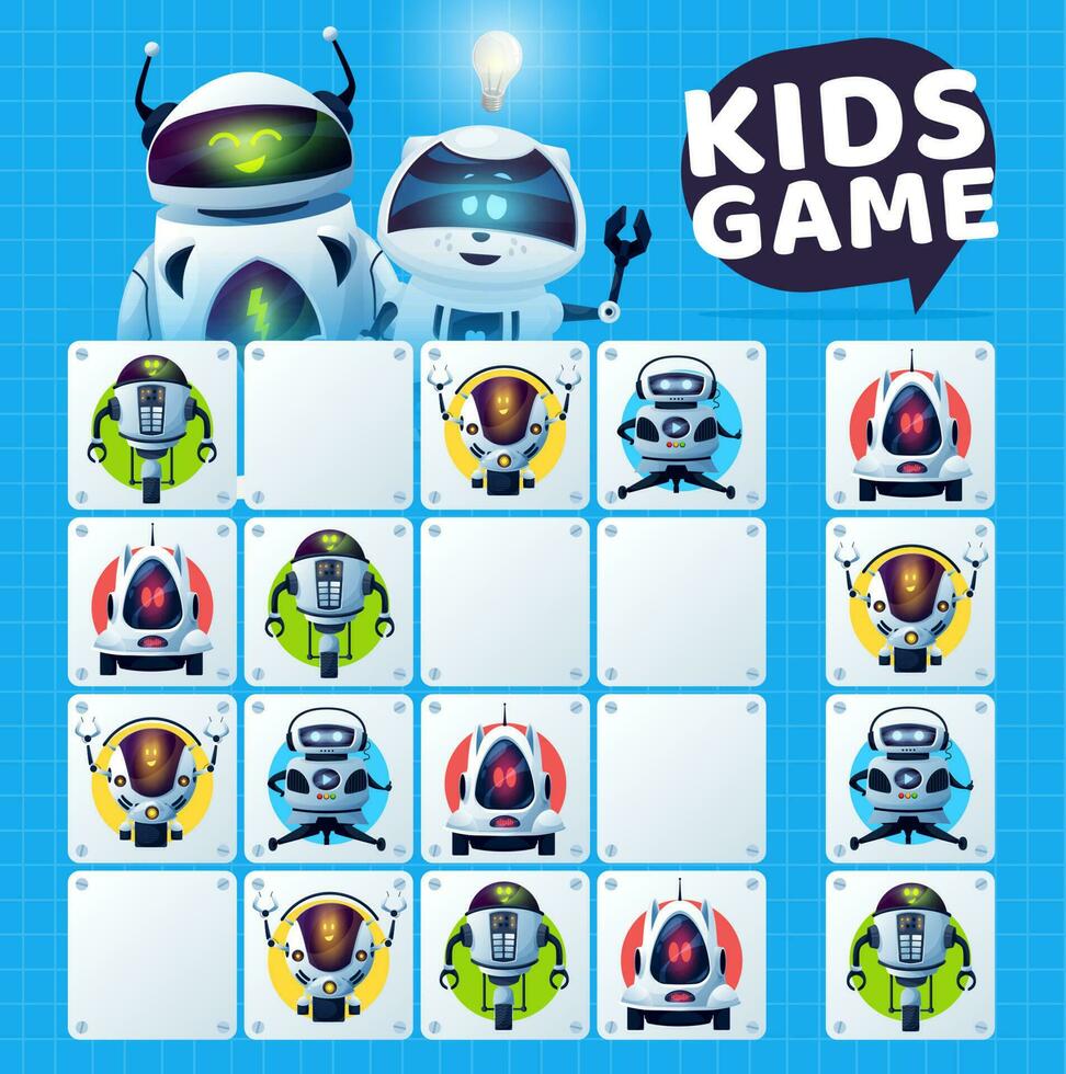Kids sudoku game and robots maze, education puzzle vector