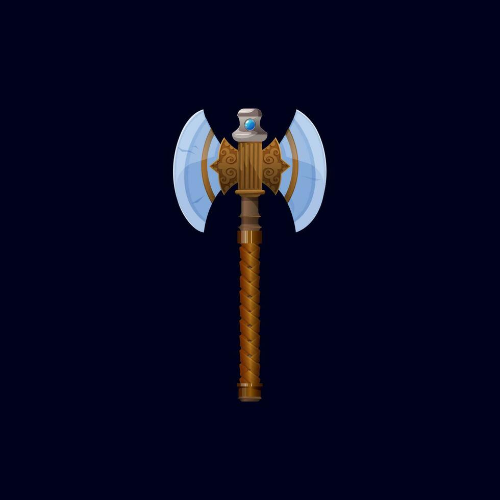 Viking nordic battle axe, skyrim magical battleaxe vector