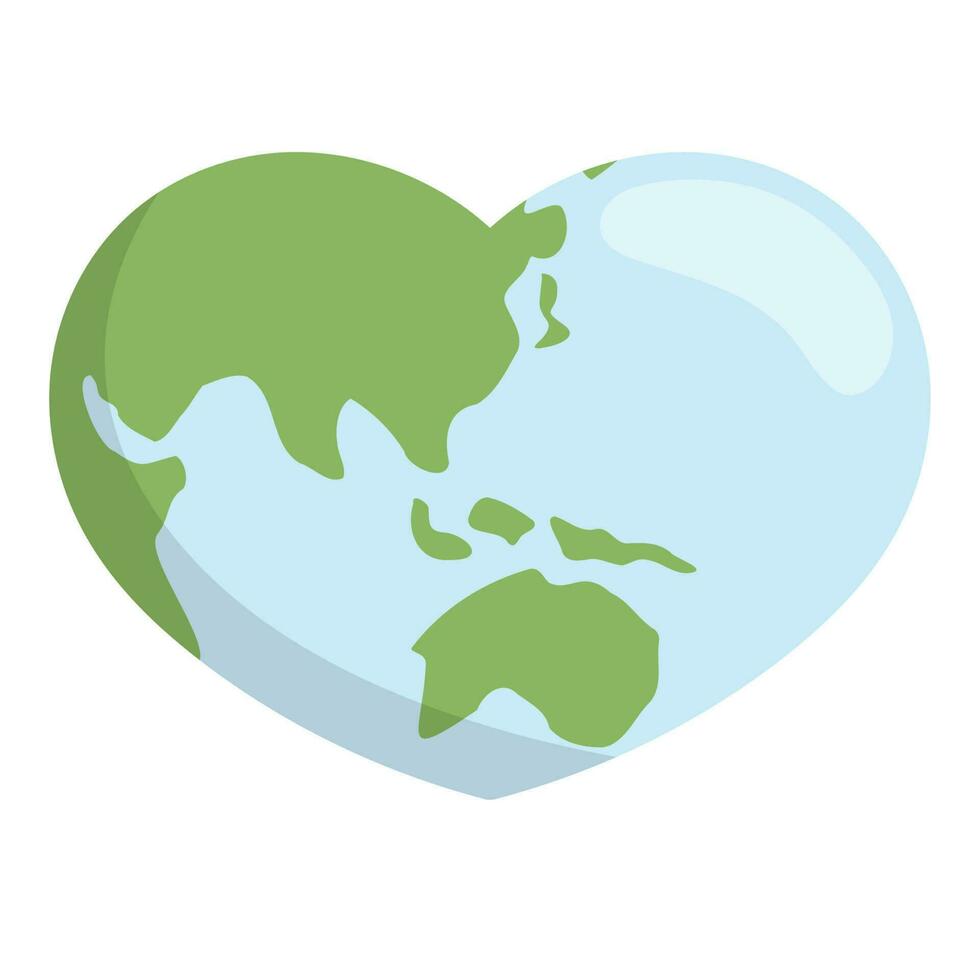 Heart shaped earth. Environment care. vector